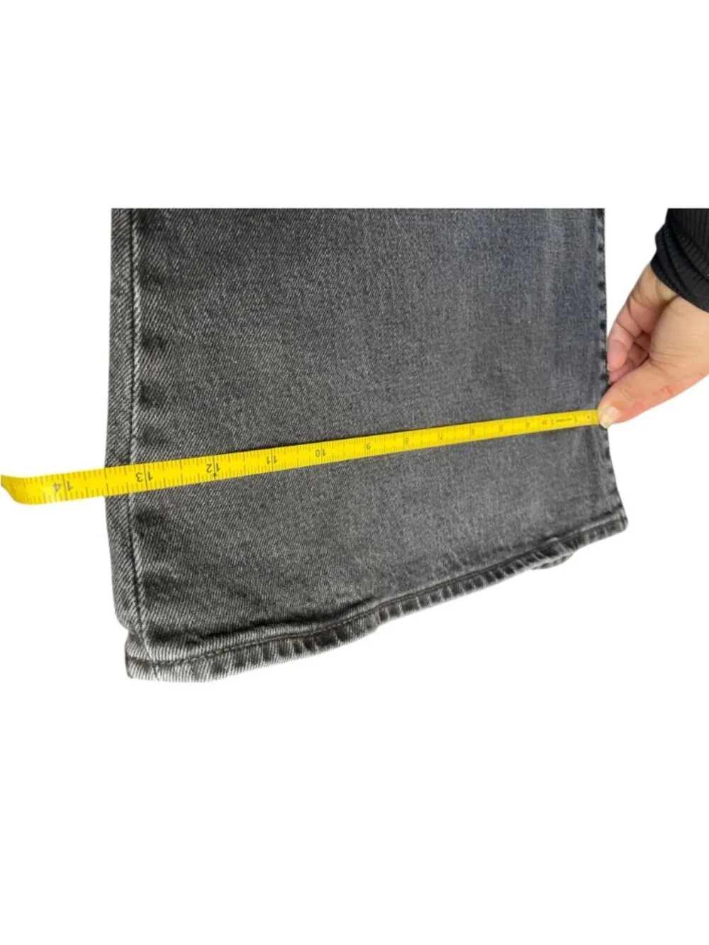 Levi's Ribcage Bell Jeans Black Denim Super High Rise Flare Leg Cotton SZ 31 32" - Picture 6 of 13